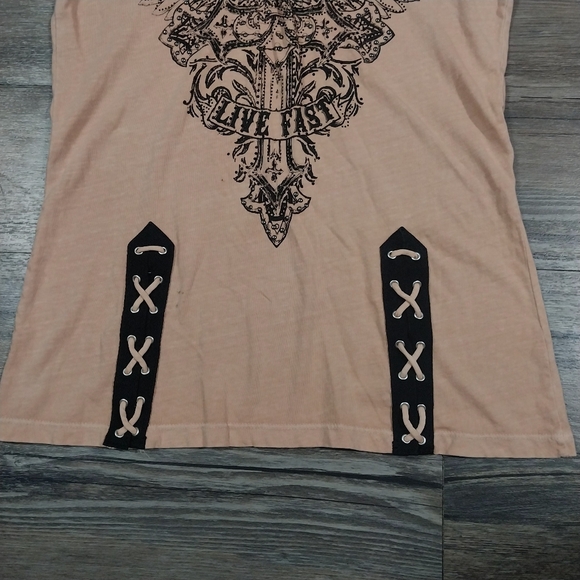 Affliction Shirt Retro Gothic Vintage T-shirt Womens S Biker Punk Y2K Tee - Picture 3 of 11